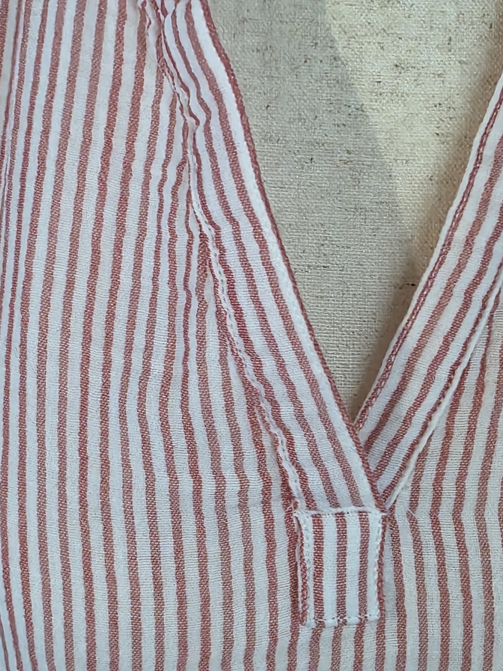LL Bean Striped Sleeveless Pink & White Cotton Shirt Dress Womens Size XSmall - Picture 5 of 12